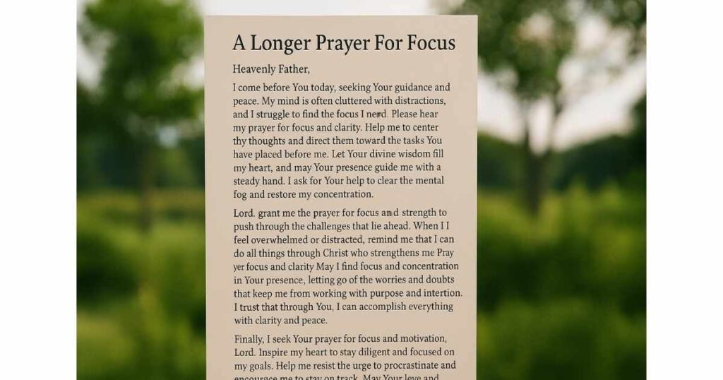 A Longer Prayer For Focus