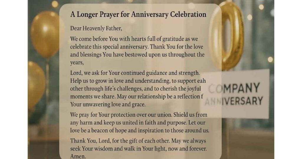 A Longer Prayer for Anniversary Celebration